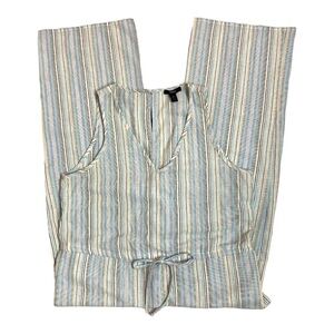 DREW Beige Striped Sleeveless Jumpsuit w/Pockets